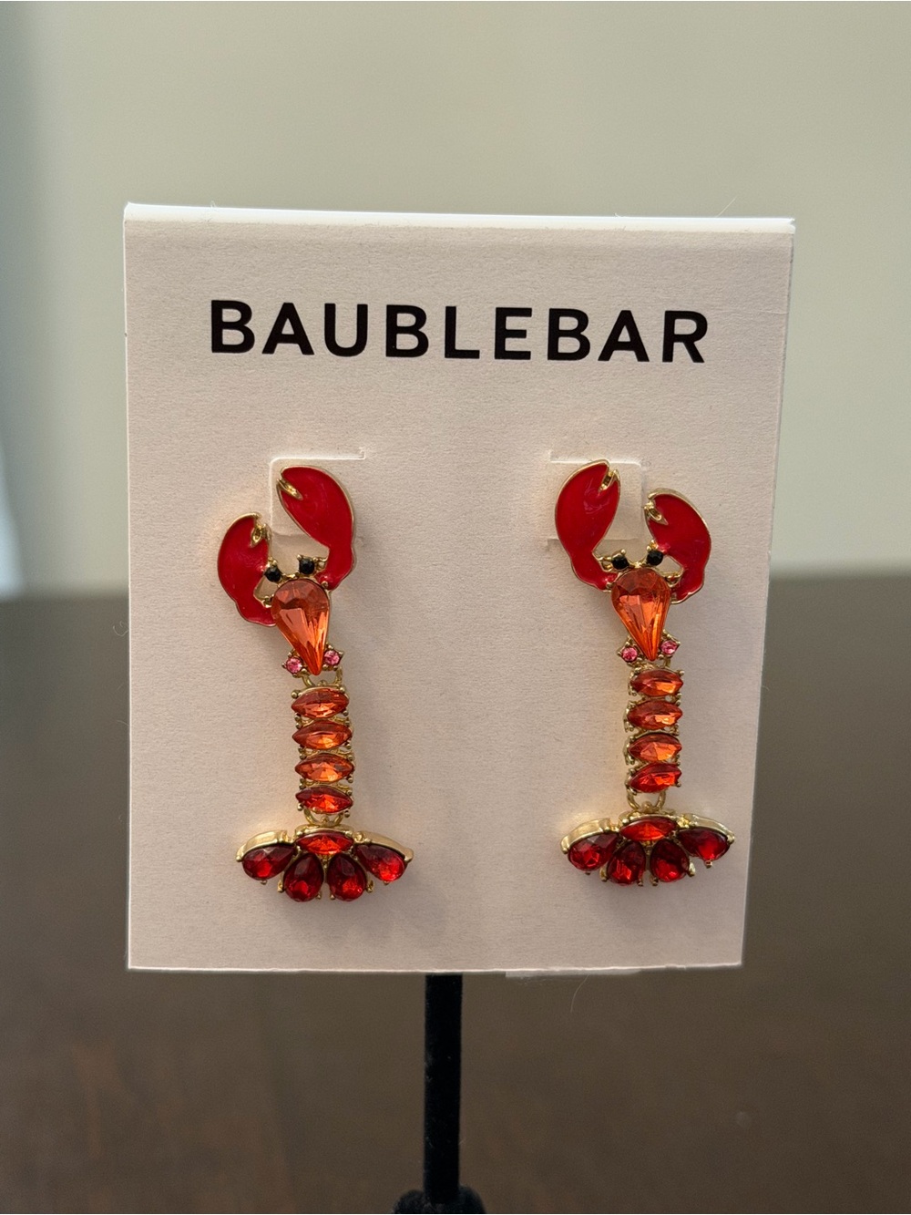 BaubleBar Red and Orange Lobster Crystal Drop Earrings